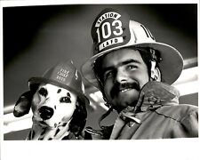 LAE1 Original Photo LOS ANGELES FIRE STATION 103 FIREMAN & DALMATION FIRE DOG picture