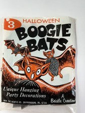 Vintage Beistle Halloween Die Cut Halloween Bat Decorations Set of 3 W/Package picture