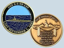 ON ETERNAL PATROL USS  S-5  SS-110 LOST SEPTEMBER 1,1920 CHALLENGE COIN picture