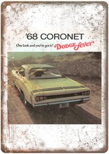Vintage 1968 Dodge Coronet Auto Ad Retro Look Reproduction Metal Sign AM2631 picture