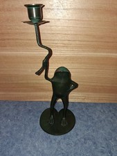 Vtg SPI Solid Brass Frog Taper Candle Holder Lily Pad Candlestick 11.5