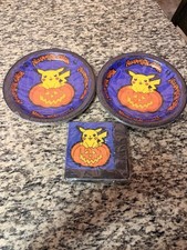 Pokemon Halloween Napkins and plates 2000 Nintendo VTG New Sealed Pikachu  Y2K picture