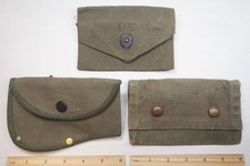 Original WW1 US Army Infantry Canvas First Aid Packet Pouches & Hatchet Sheath picture