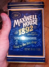 Vintage 1992 Maxwell House 1892 Coffee Tin Sealed Inner Bag W/ Cardboard Insert picture