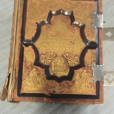 Antique Swedish Family Bible 1890 Den Heliga Skrift Leather Gilt Cover picture