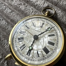 Vintage 1960s Mechanical Wind-Up Bulova Mother of Pearl Alarm Clock GERMANY MINT picture