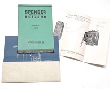 Spencer Heater Co Feed Boilers Williamsport PA Catalog & Extras Lot 1934 picture
