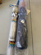 Vintage Snoopy Umbrella LOT 2 Peanuts Clear Vinyl Rainbow Woodstock + Navy NOS picture
