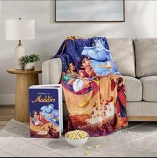 Disney Aladdin VHS Boxed Throw Blanket 50x70 Classic Genie Jasmine NEW SEALED picture