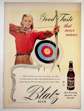 Vintage 1945 Blatz Beer Archery Magazine Print Ad Milwaukee Brewing Co WWII Era picture