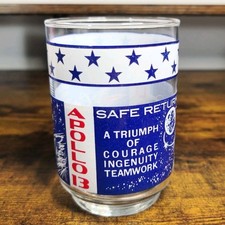 VTG Apollo 13 Safe Return 1970 Collector Glass Libby Blue Lovell Haise picture