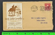 Vtg 1908 Luse Land Company St Paul Minnesota Cowboy Horse Graphic Envelope picture