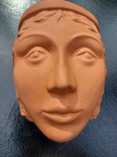 Vintage RARE Rookes Pottery England Terracotta Goddess Head Wall Planter picture