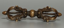 Real Tibetan 19th Century Old Antique Buddhist Alloy Copper Vajra Dojre Amulet picture