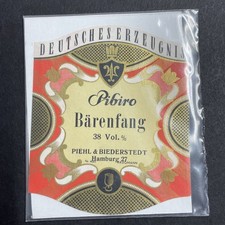 Pibiro Wine Label Bärenfang 1950s Hamburg Germany Collectible Art picture