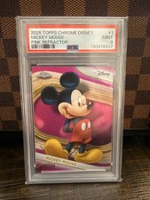 2025 Topps Chrome Disney Mickey Mouse Pink Refractor. /250 PSA 9 picture