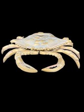 Vintage Large Brass MCM Crab Ashtray/Trinket Box Lid w/ Baby Crab picture