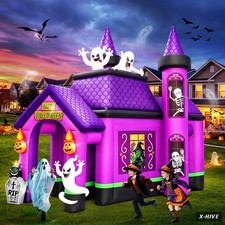 12FT Inflatable Archway,Kalolary Purple Ghost Witch Haunted House Halloween picture