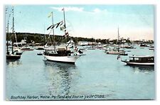 Postcard Boothbay Harbor, Maine Portland and Boston Yacht Clubs 1910 T3 picture