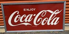 1960s Tin Enjoy Coca Cola Sign Huge 68x34 Framed picture
