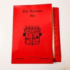 Vintage Pickwick Recreation Center Burbank CA Five Horsemen Restaurant Inn Menu picture