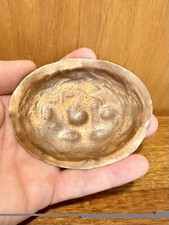 Antique hand-hammered Miniature copper Trinket Dish Bowl Sz 3.75”x3” picture