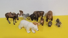 SCHLEICH Lot 9 NORTH AMERICAN FOREST ANIMAL FIGURE BISON BEAR WOLF MOOSE DEER picture