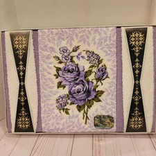 Vintage 5 Piece Towel Set Jay Originals Purple Roses NOS MCM New Beautiful picture