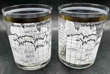 Vintage Cera Dow Jones Barware 1890-1910 Stock Market Highball Glasses Pair 2 picture