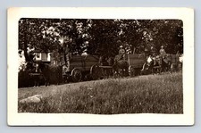 RPPC Two Horse Drawn Carts of Lumber & Men Postcard picture