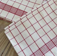 Vintage NOS Farmhouse Linen Towels Red /White 24x30 Pair Mid-Century Excellent picture