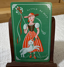Vintage NOS Little Bo Peep Linen Single Playing Card - Green picture