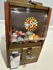 Victor Baby Grand 5 Cent Oak Charms/Gumball Vending Machine Plus Over 60 Charms picture