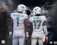 Tua Tagovailoa And Jaylen Waddle Autographed Miami Dolphins (Spotlight) 16x20 Ph picture