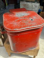 Vintage Protectoseal Co Chicago Red Steel Waste Rag Trash Garbage Can Box picture