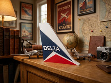 Retro Delta Air Lines Widget Tail Fin 3D Aviation Shelf Desk Wall Sign picture