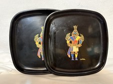 VTG Couroc of Monterey Inlaid Hopi Hummingbird Kachina Square Trays Set of 2 picture