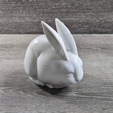 Vintage Japan Porcelain Chubby Rabbit Figurine White MCM Easter Bunny picture