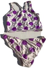 Vintage 80’s Lycra bikini Purple Polka Dots Euro Size 40 West Germany picture