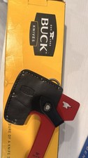 Buck Compadre Axe 106 With Leather Sheath NIB Made in USA Discontinued- RED picture