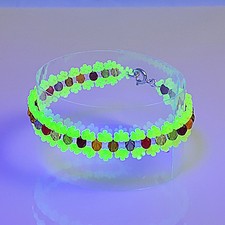 Uranium Glass beaded bracelet 7.5 in. glow Vintage Czech Vaseline Beads Jewelry picture