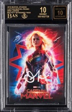 2019 Marvel Captain Marvel Brie Larson Signed Promo Card BAS BGS 10 Black Label picture