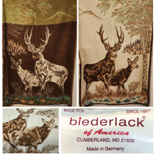 Vintage BIEDERLACK Made in Germany Reversible Plush Blanket Buck Doe Deer Scene picture
