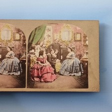 Victorian Fashion Stereoview C1855 Real Photo Crinoline Ladies Parlour Scene picture
