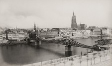 Frankfurt Germany River Main Cityscape Eiserner Steg Bridge Vtg. Photo 19thC. picture