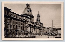 Vintage Rome Piazza Navona Sant'Agnese in Agone Italy Black & White Postcard picture