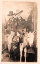 RPPC The Pike Long Beach Cowboy Western Donkey Mule Studio Photo Postcard 36A picture
