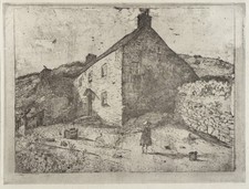 J. Alden Weir Fisherman's Hut Isle of Man Vintage Etching Photo Reprint picture