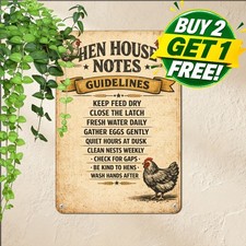 Country Rooster Barn Rules Sign Rustic Farmhouse Poultry Kitchen Metal Plaque picture