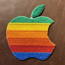 Large 7.5cm Apple Mac MacIntosh rainbow logo embroidered iron on sew on Patch picture